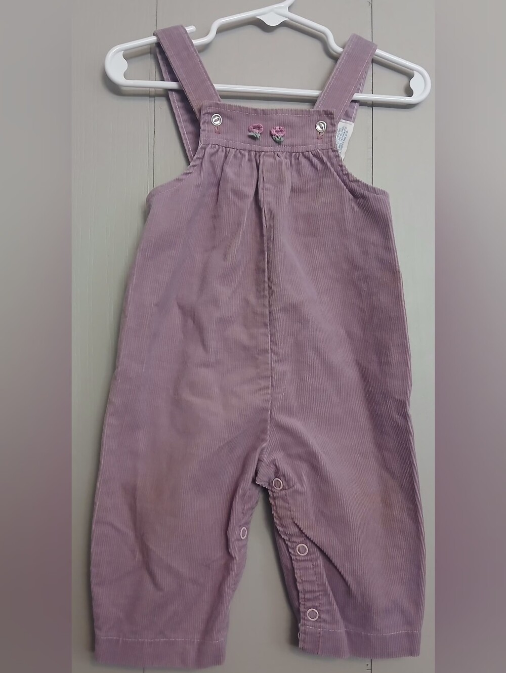 Carters Vintage Girls 9 Months Floral Purple Corduroy Overalls